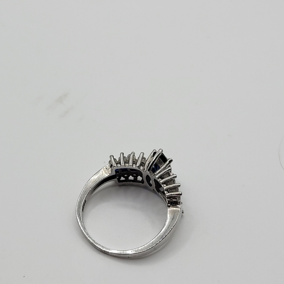 Sterling Silver and Dark Blue Clear Glass Women's Ring - Picture 8 of 12